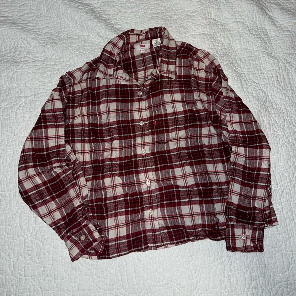 Levi’s Red and White Plaid Button-Up Shirt